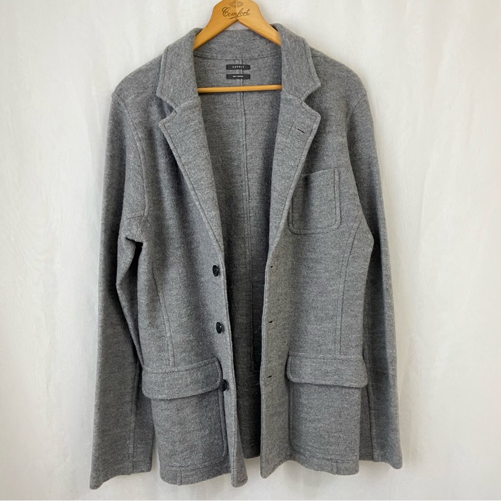 Gray Merino Knit Blazer